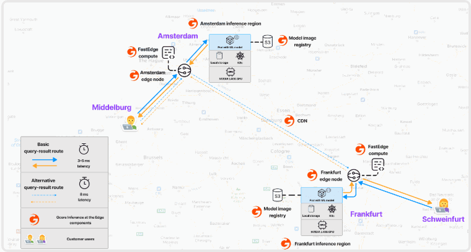 Healthchecks redirects traffic to the next-closest edge node if the closest node is unavailable