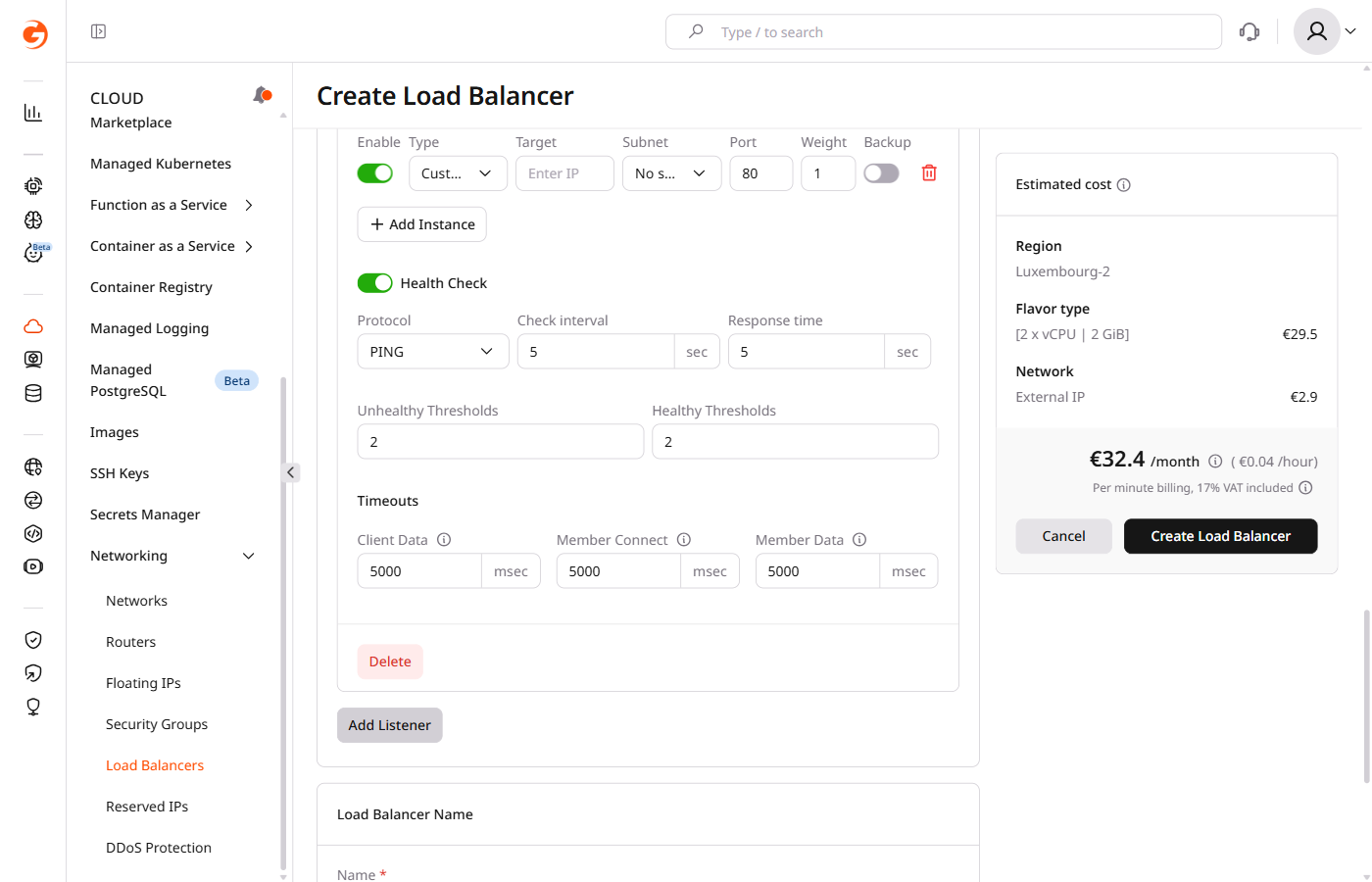 Configure timeouts