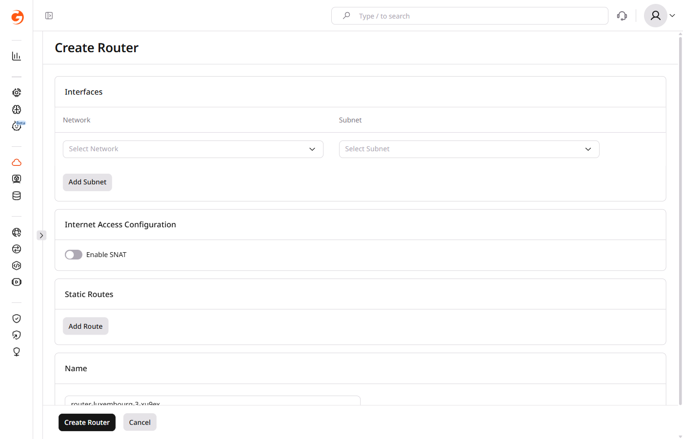 Create router form