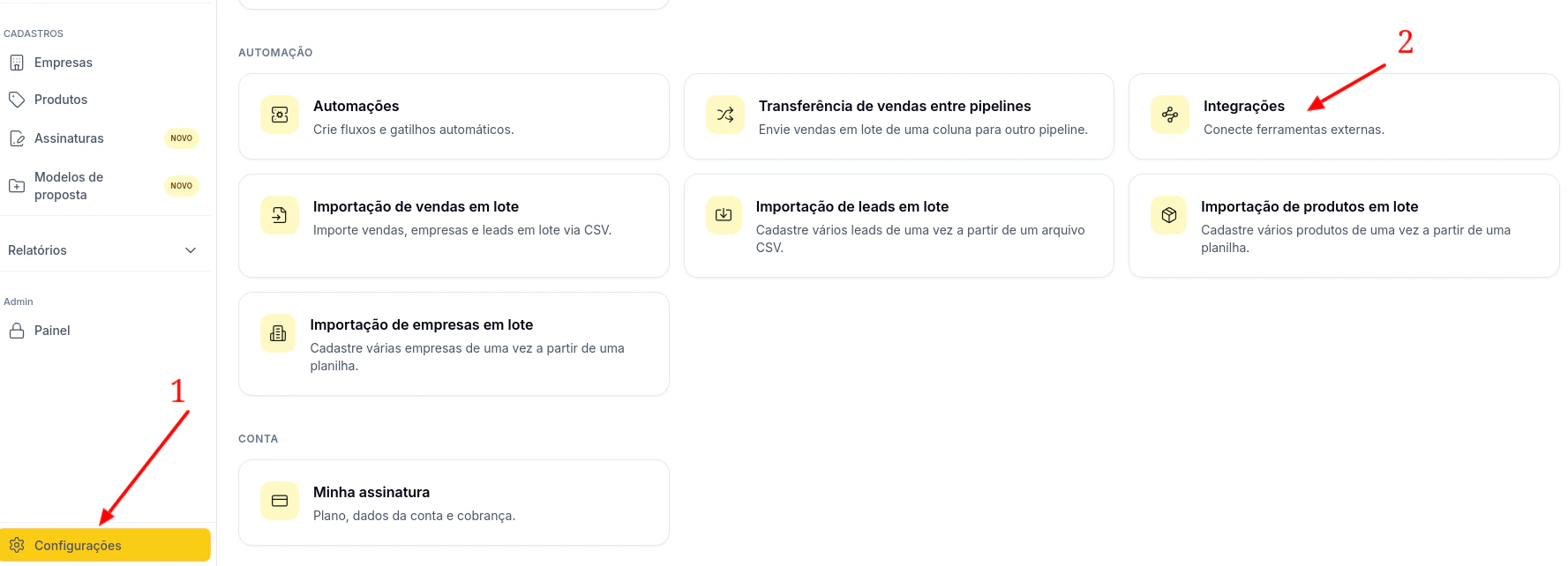 Configurações Gc Vendas