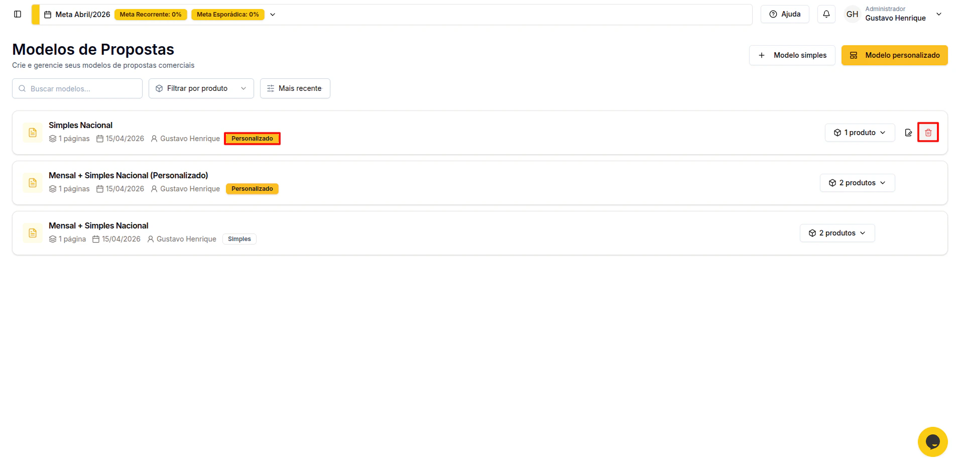Delete Modelos De Proposta