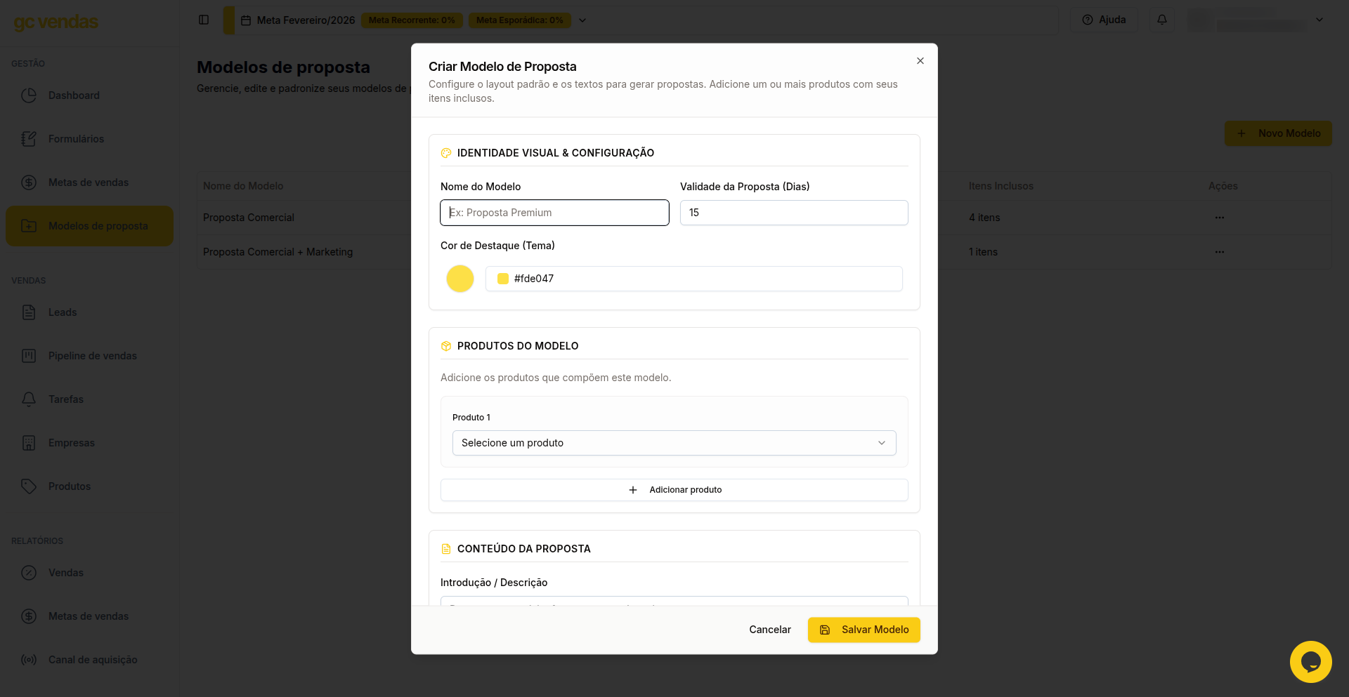 Formulario Modelos Proposta