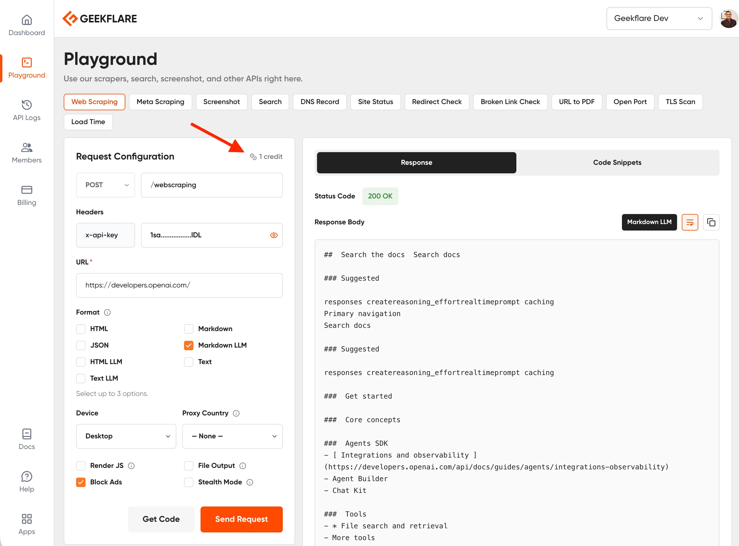 Playground credit info