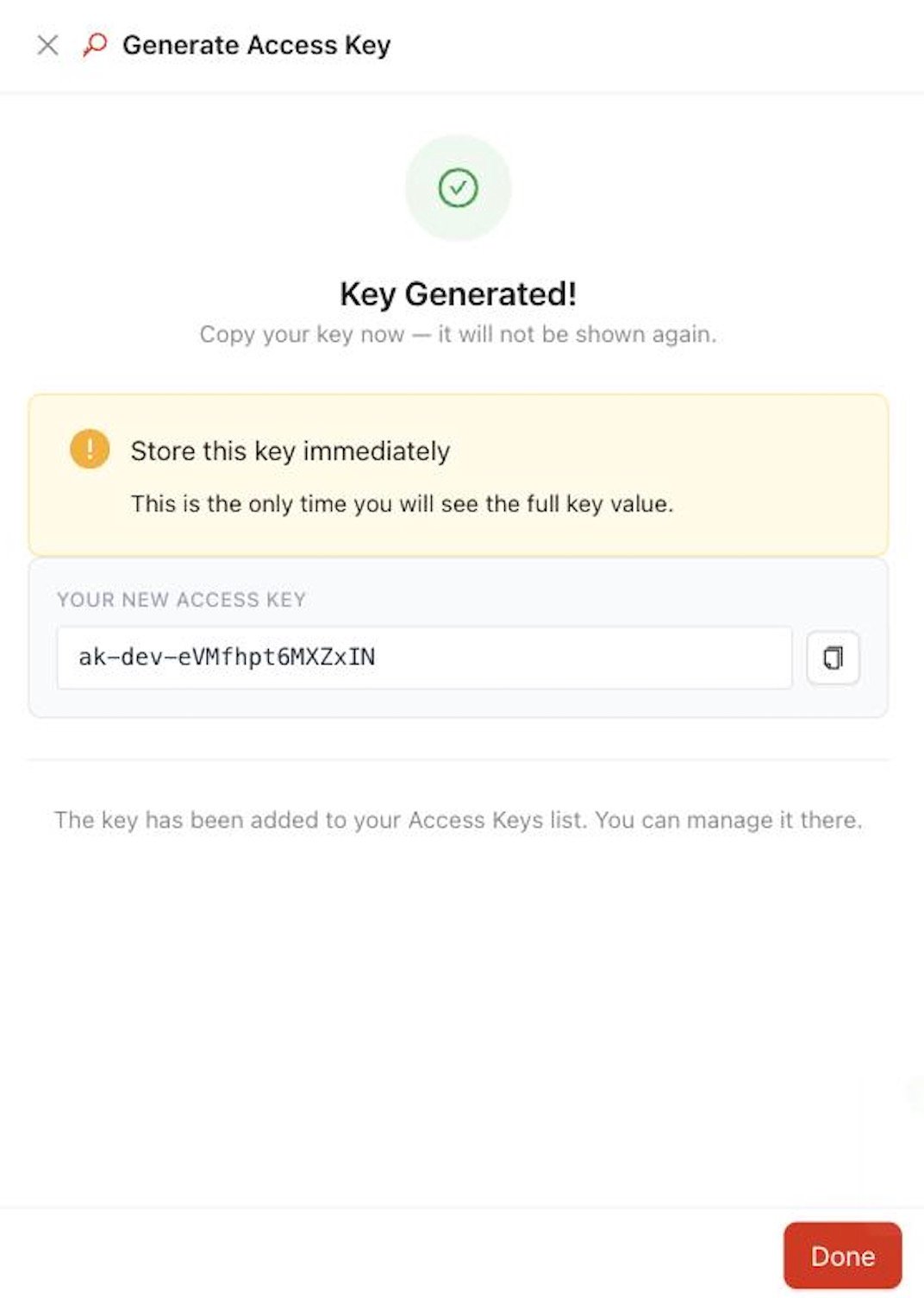 Copy your Gegentica Access Key