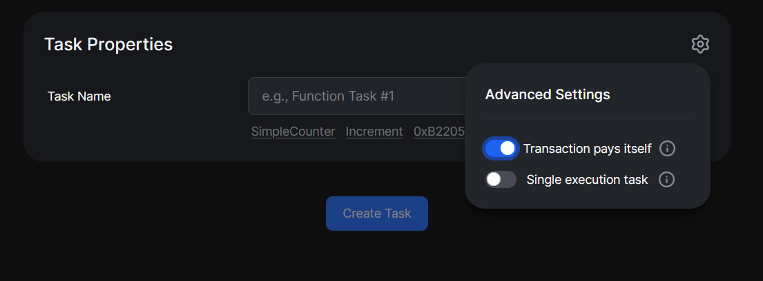Transaction Pays Itself Option