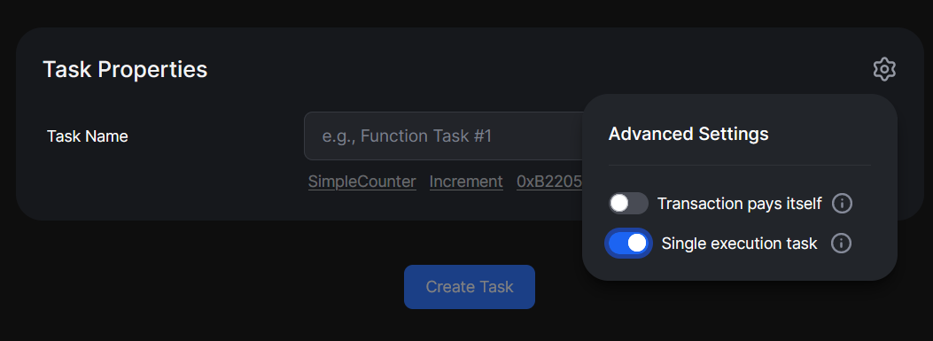 Task Properties UI