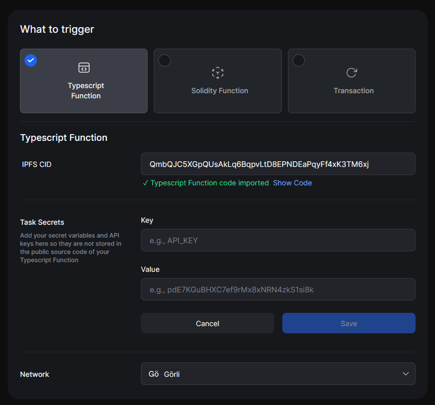 Creating Typescript Function Task