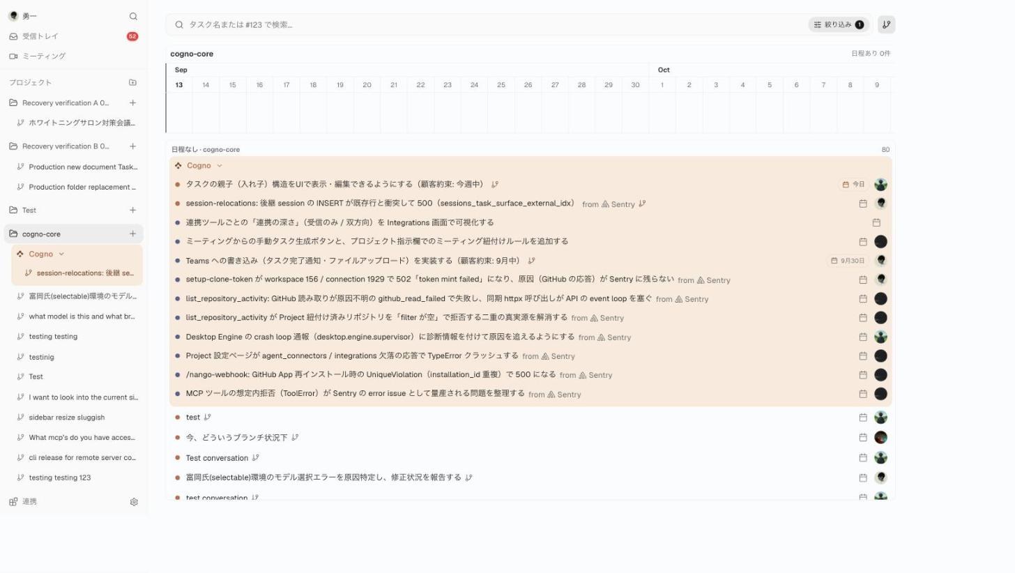 The Gantt view of a Project with a day-by-day timeline and a list of Tasks without dates