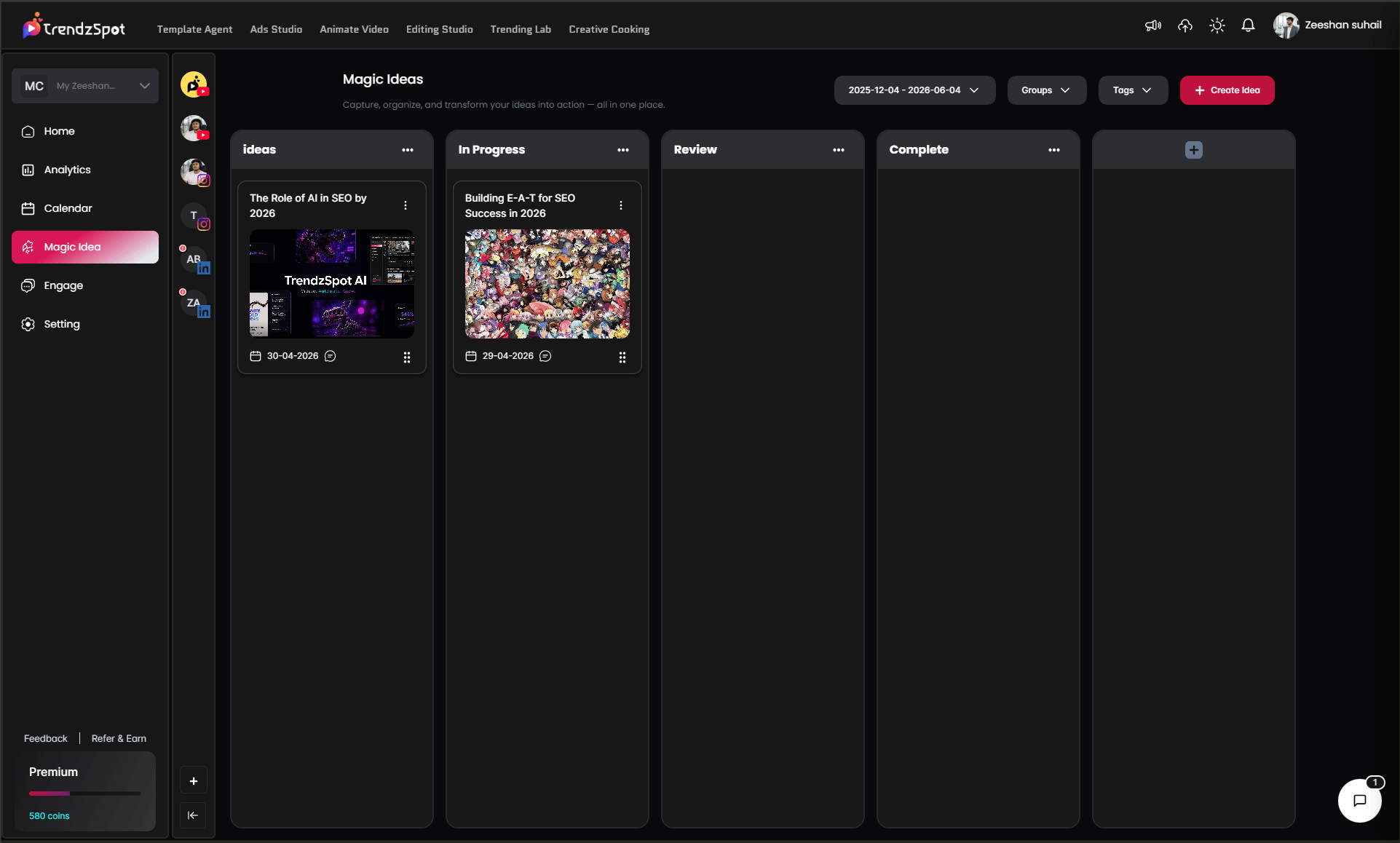 Magic Idea Dashboard