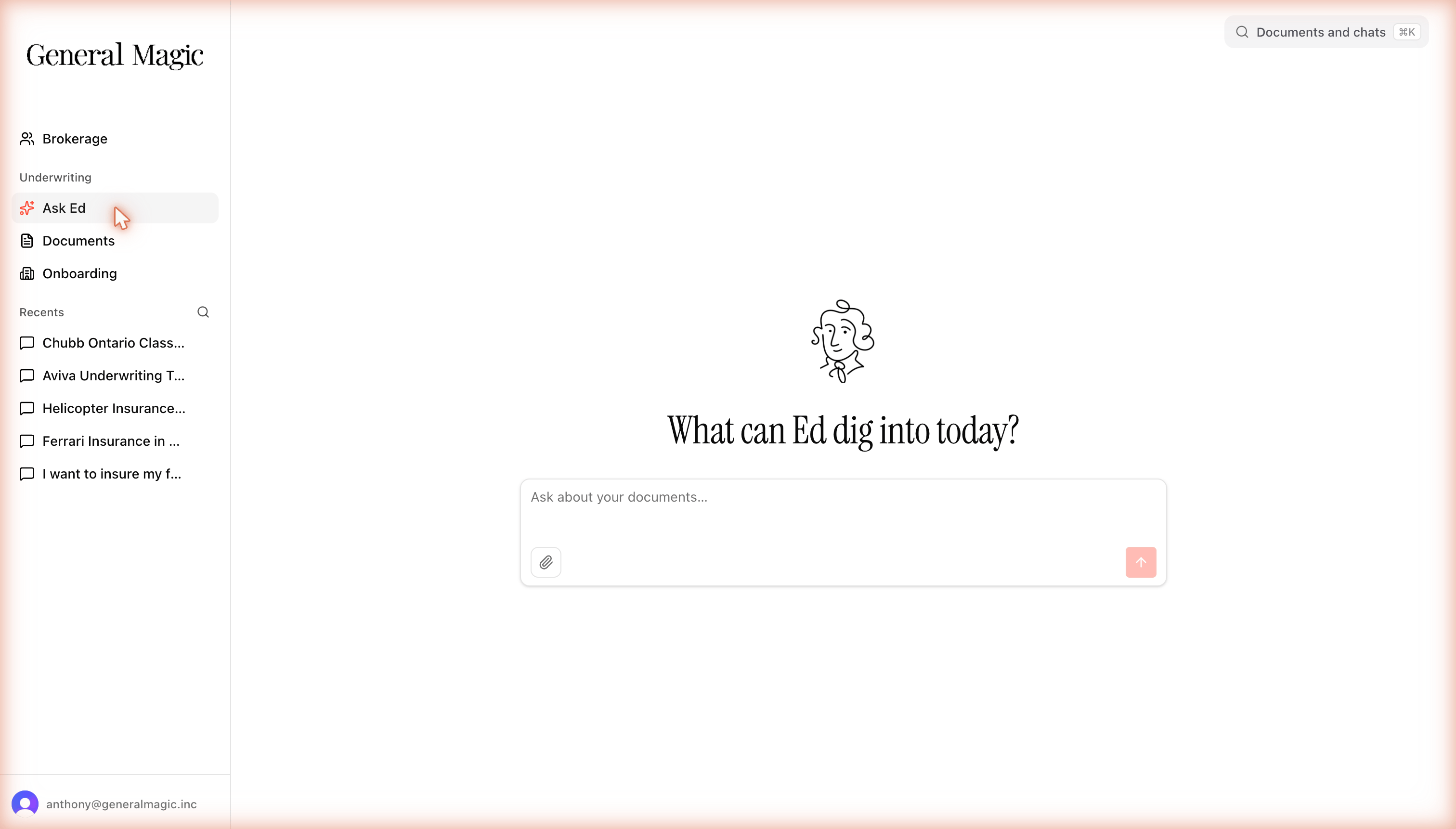 The Ask Ed screen with the prompt What can Ed dig into today and a question box