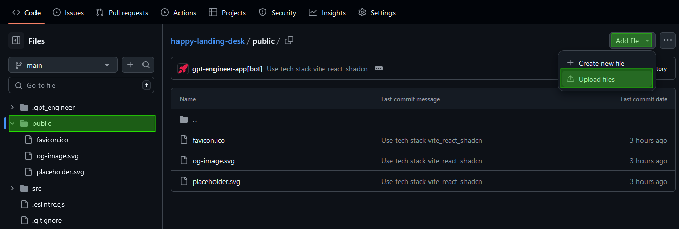 Selecionando arquivos para upload