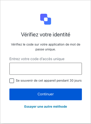 Exemple d’invite de connexion OTP Auth0 Guardian