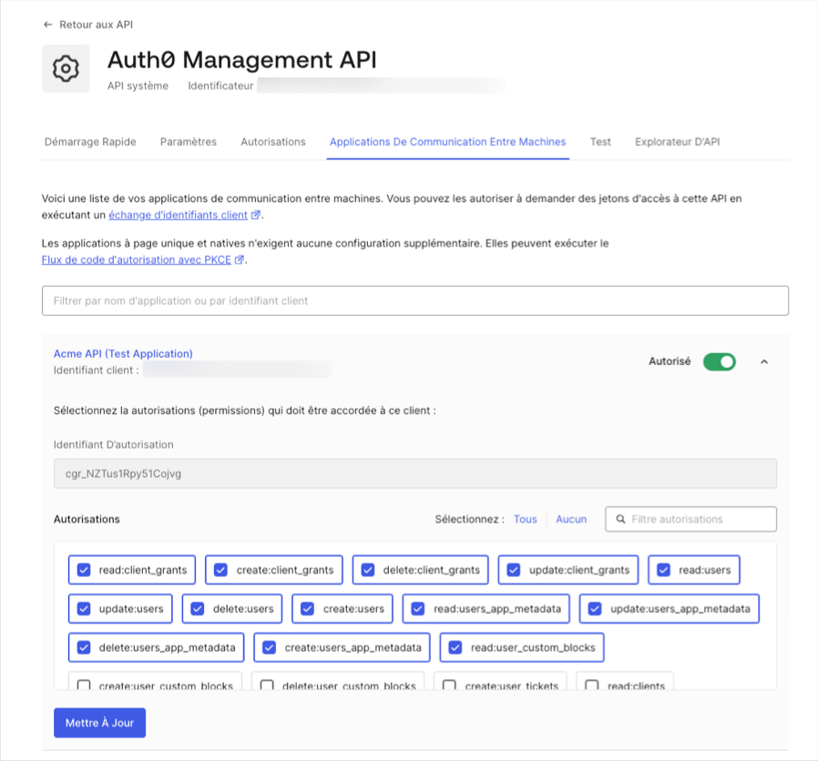 Modifier les permissions accordées à l'application
