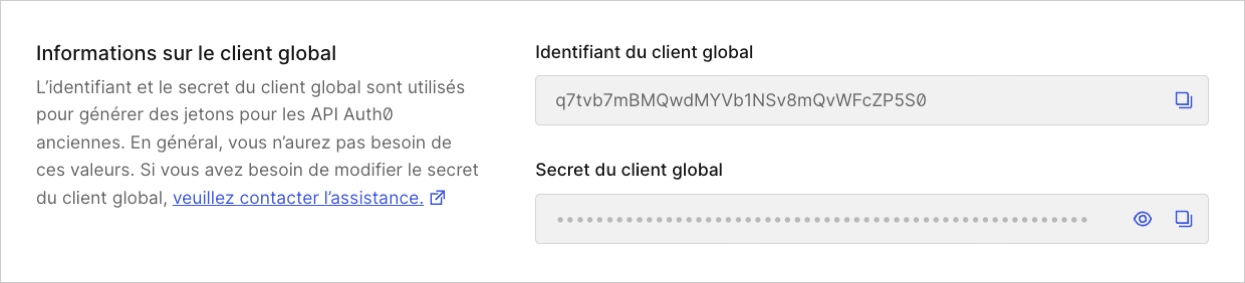 Dashboard (Tableau de bord) Tenant Settings (Paramètres de locataire) Onglet Advanced (Avancés) Global Client Information (Informations client globales)