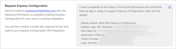 Dashboard > Applications > OIN > Request Integrations