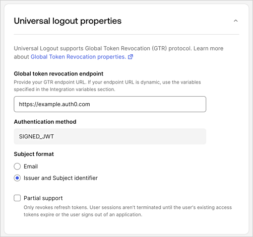 Okta Admin Console Universal Logout Settings