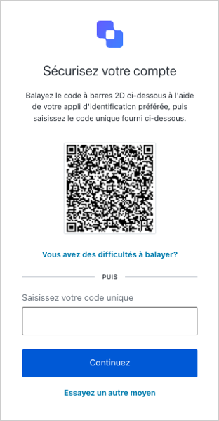 Exemple de configuration d’un code QR OTP Auth0 Guardian