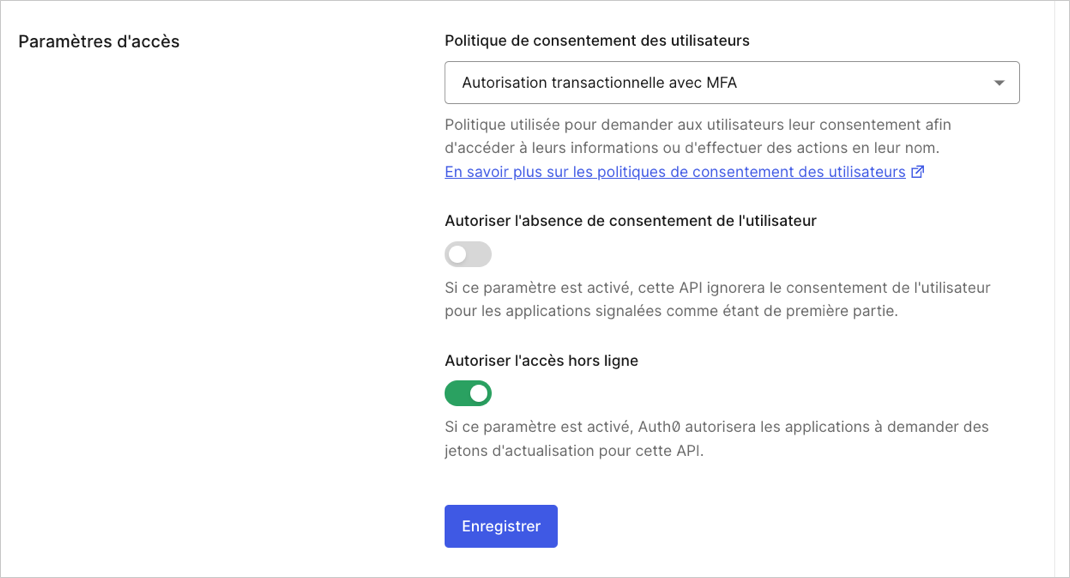 Dashboard > Applications > APIs > Settings > Access Settings