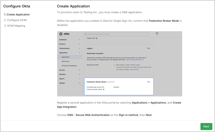 Create an application to provision users.