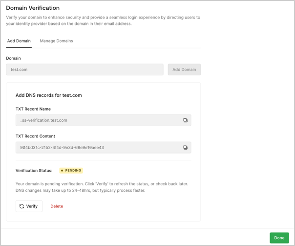 The last step of the self-service assistant that customer admins use to configure SSO.