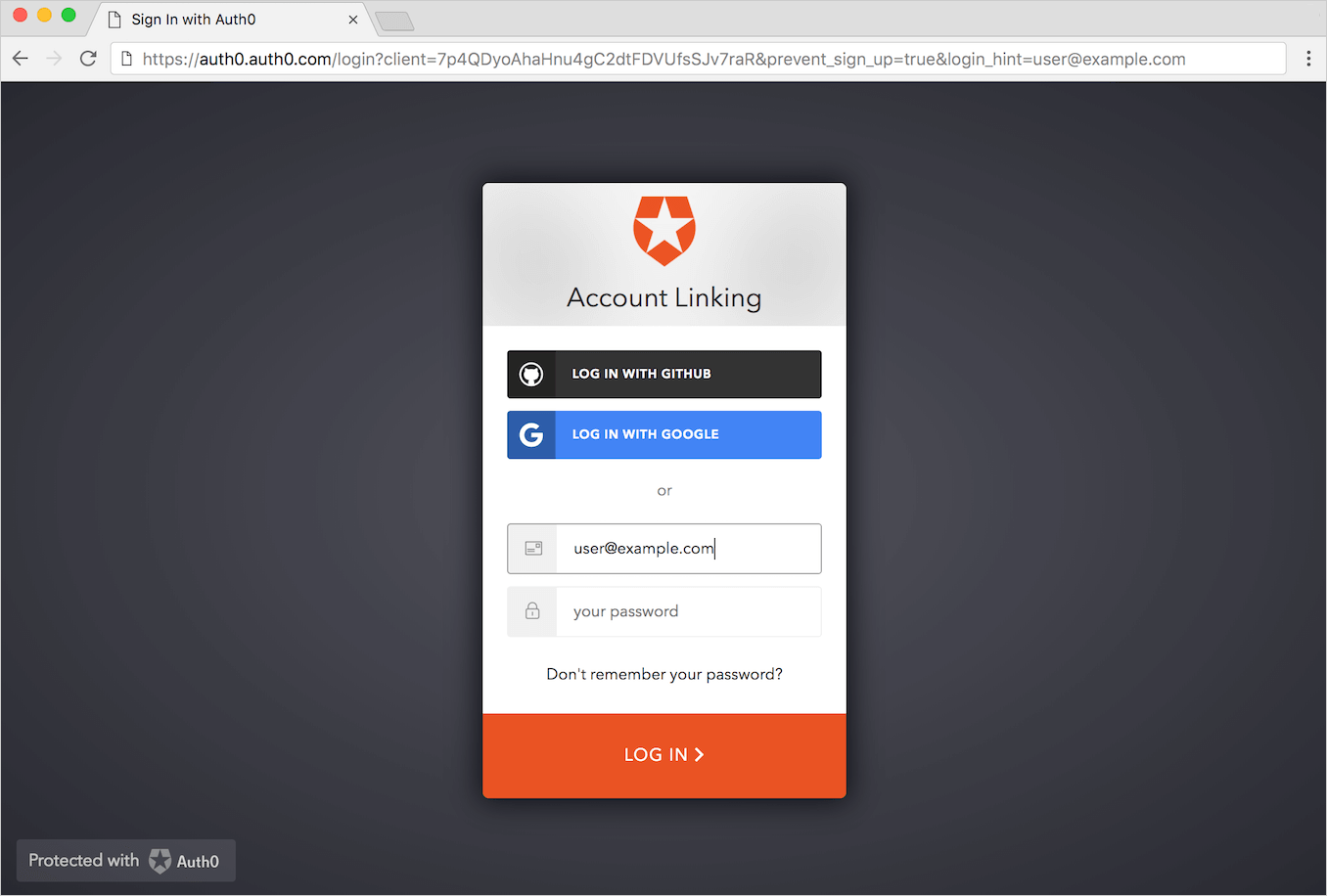Account Link Hosted Page Example