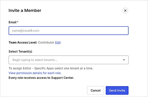 Team member management screenshot