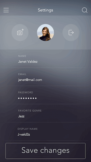 iOS app settings screen with option to update display name.