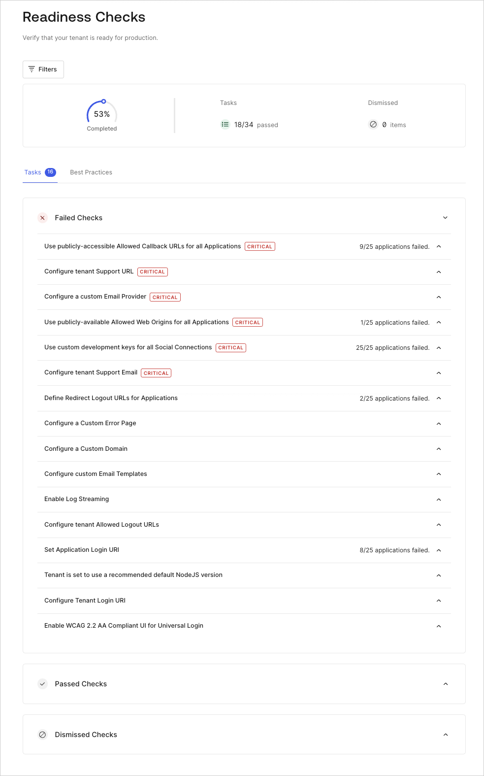Auth0 Support pre-deployment production checks