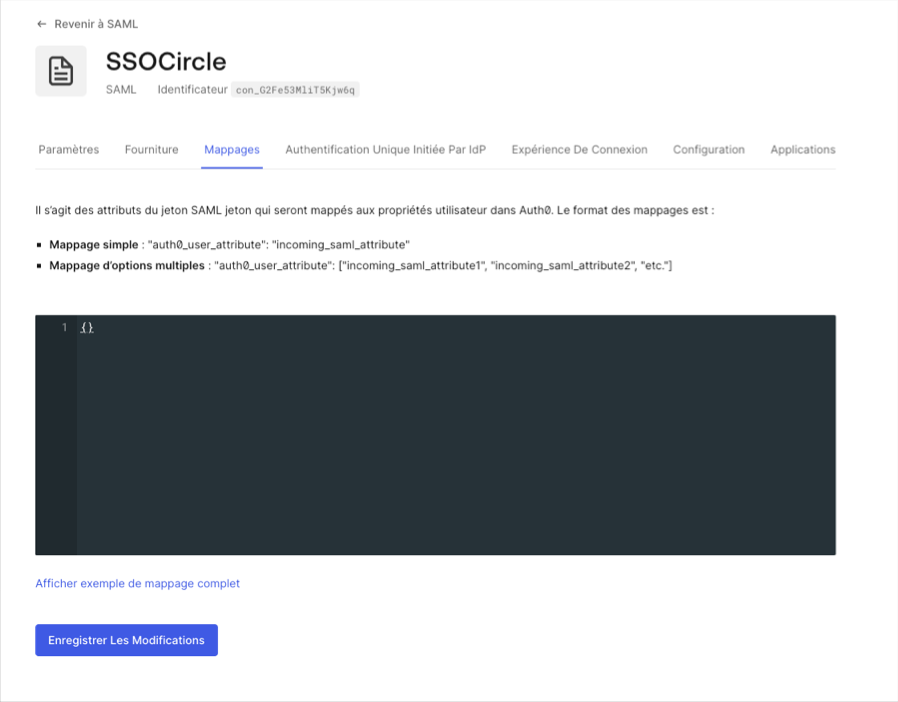 Troubleshoot SAML Connections Mappings Tab Screen