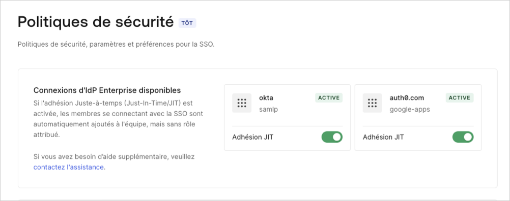 Connexion IdP d’entreprise JIT