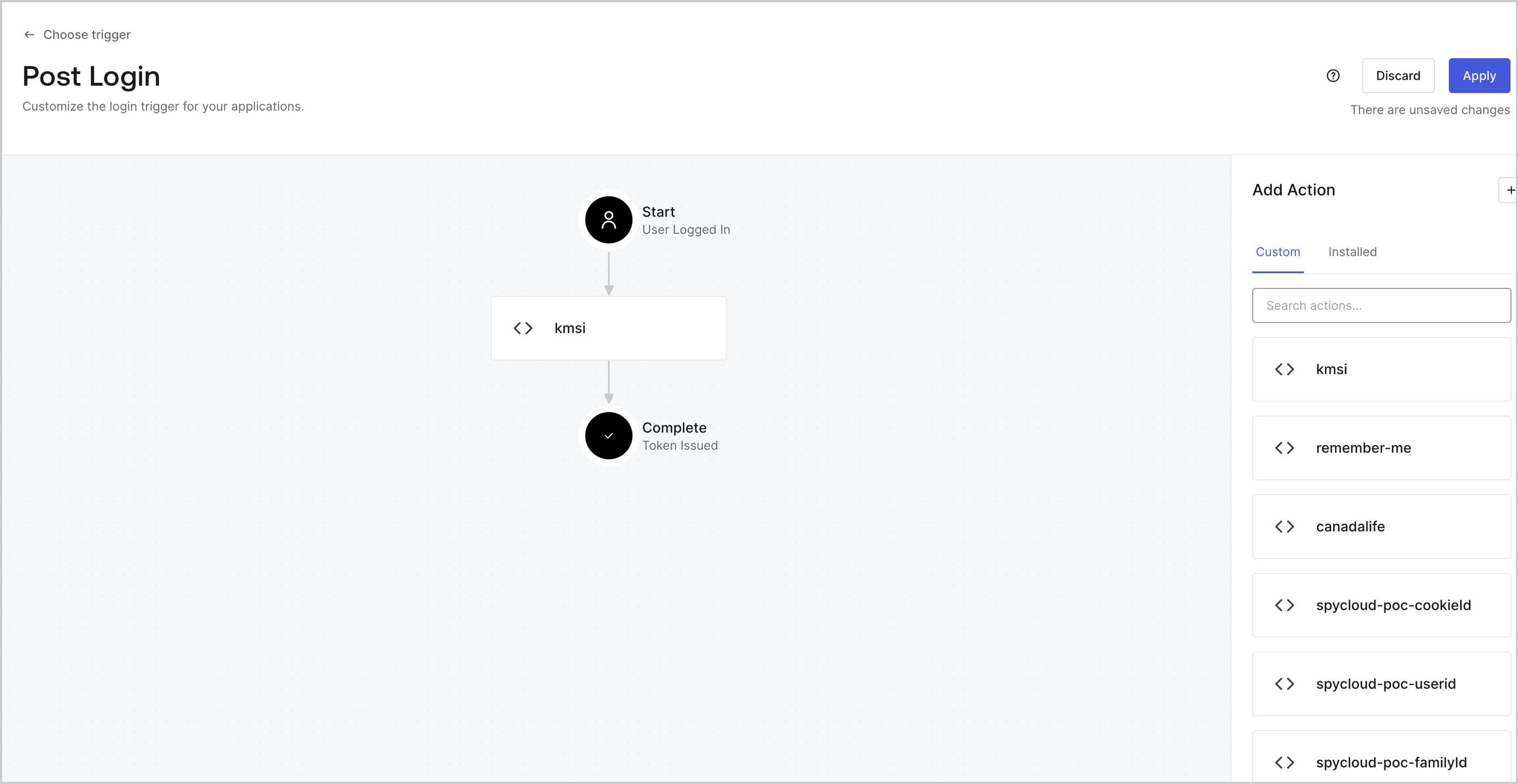 Dashboard Actions Triggers Post Login