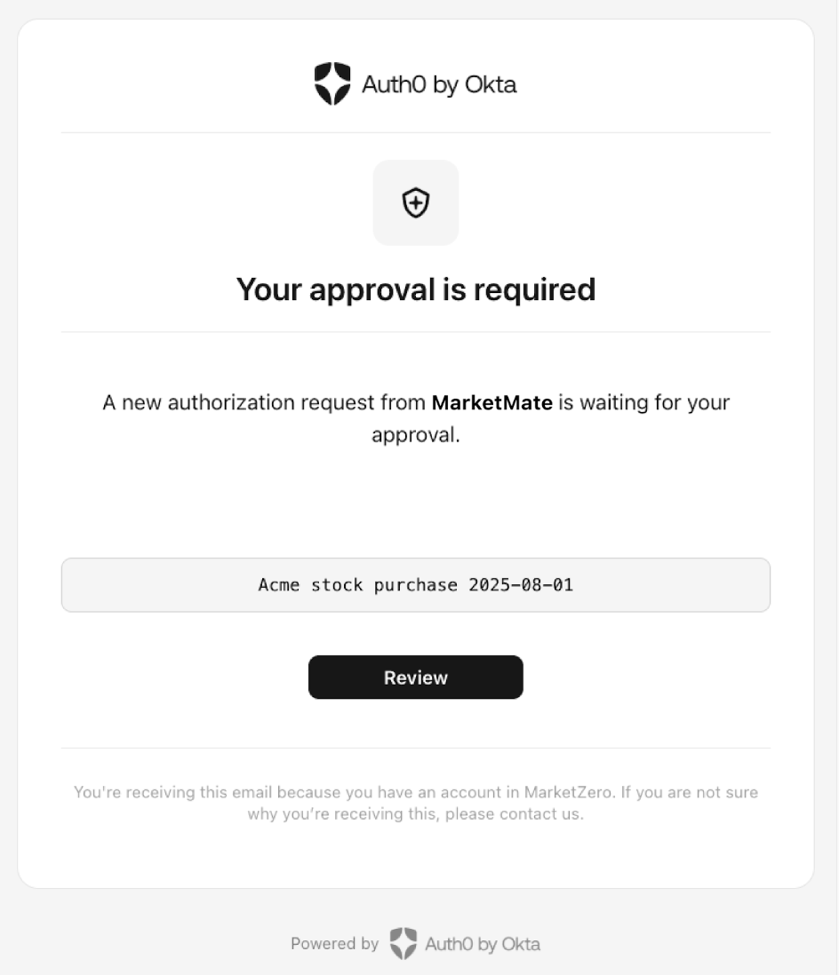 Auth0 sends email to user's verified email address