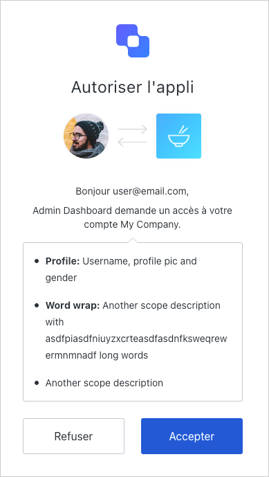 Authorization (Autorisation) - User consent and applications (Applications et consentement utilisateur) - consent-dialog (Dialogue de consentement)