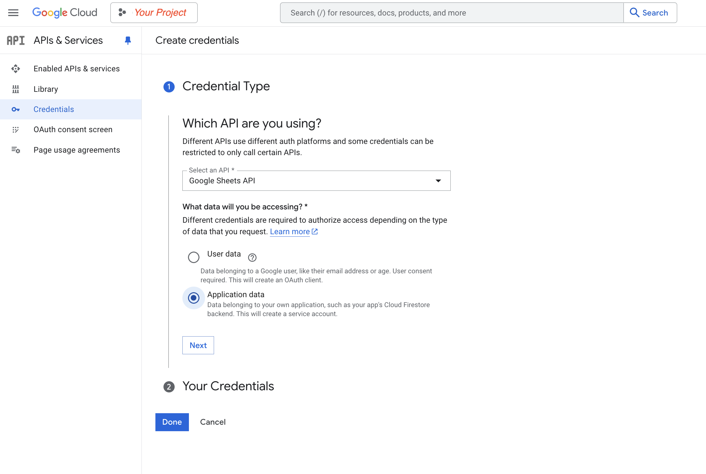 API Credentials Step2 Pn