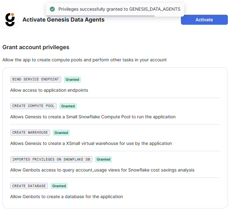 Activating Genesis Data Agents