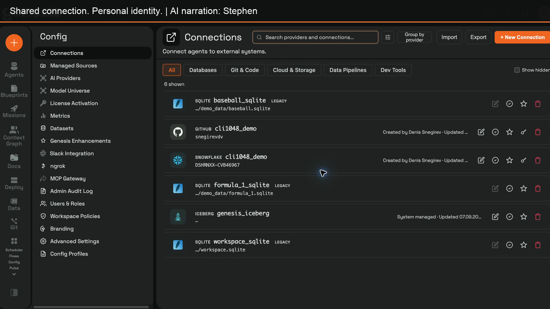 Key actions on shared connections in the Connections list