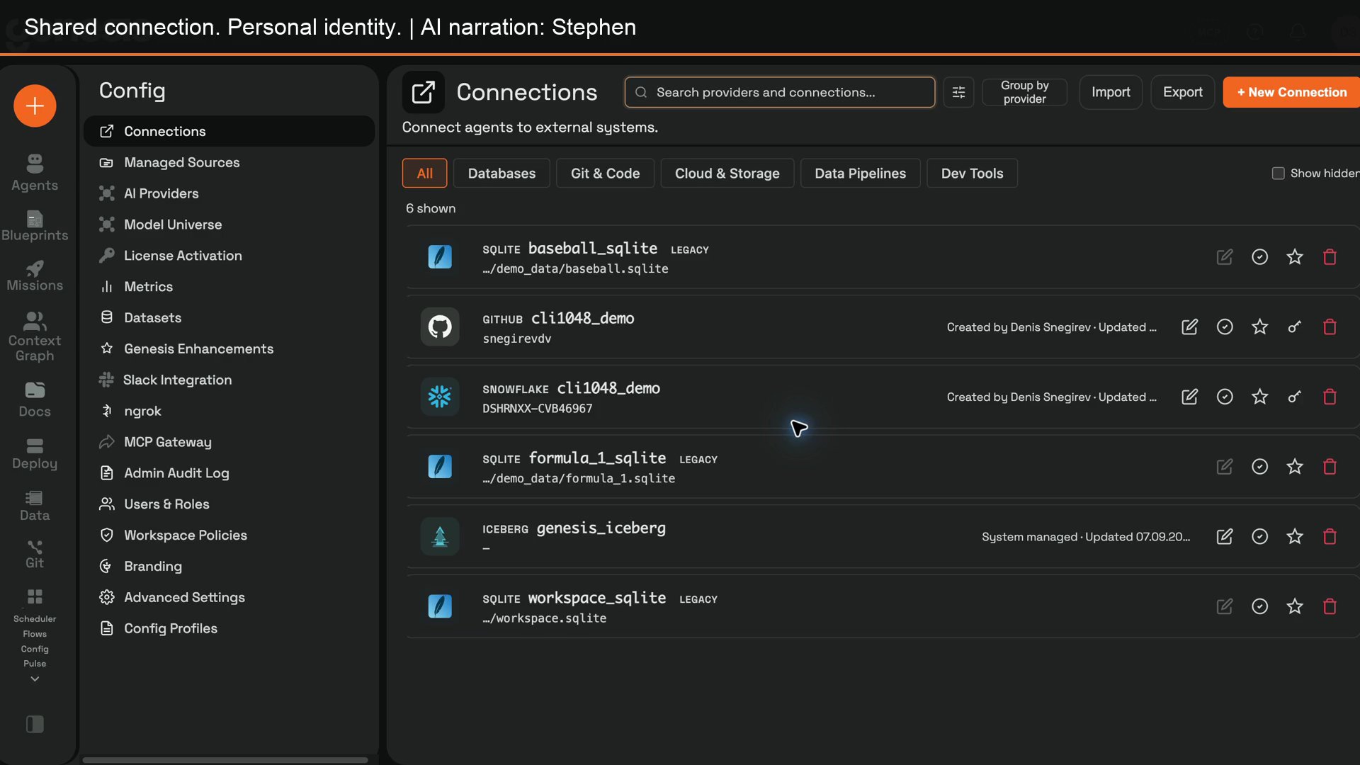 Key actions on shared connections in the Connections list