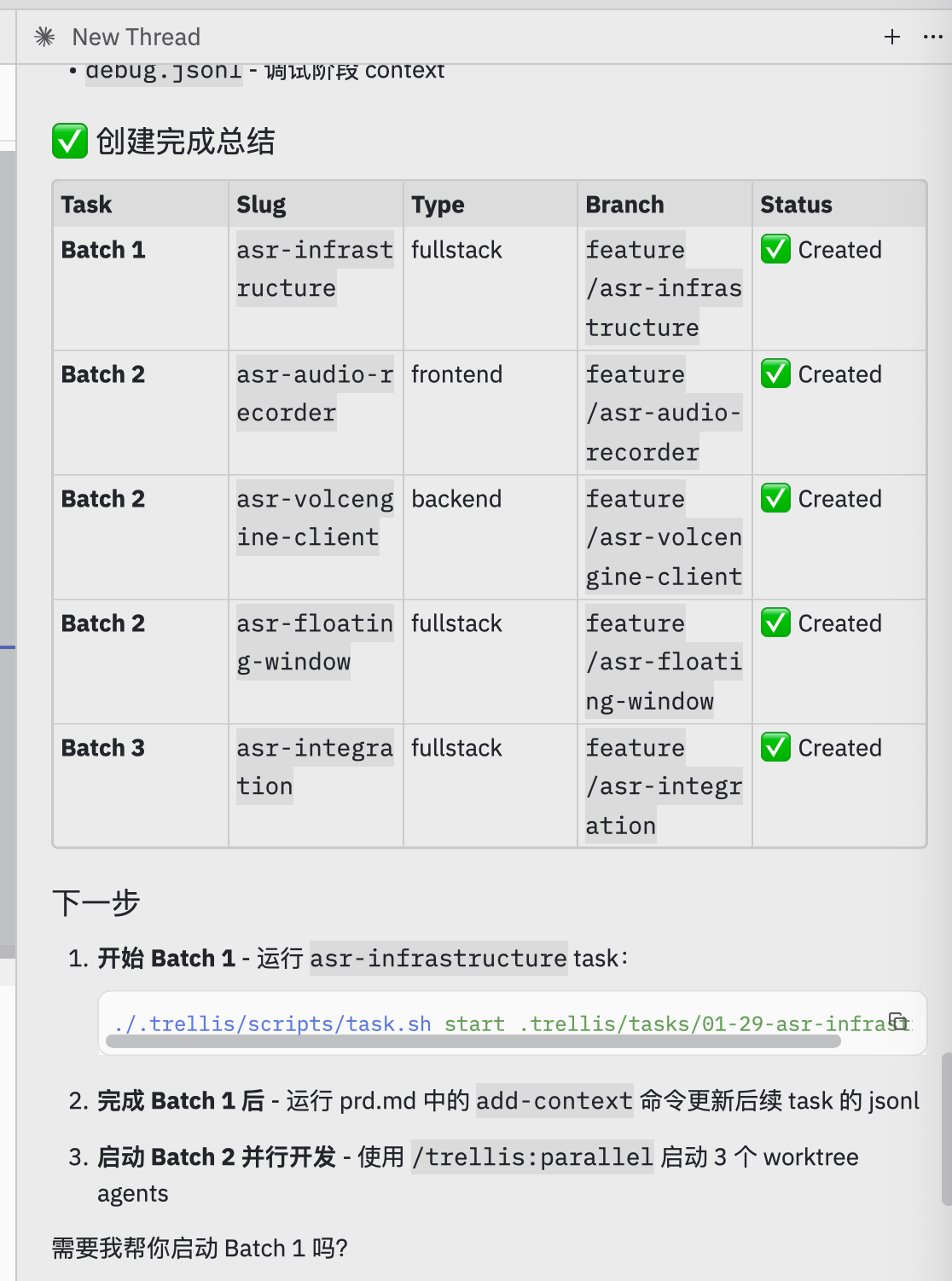 tasks created