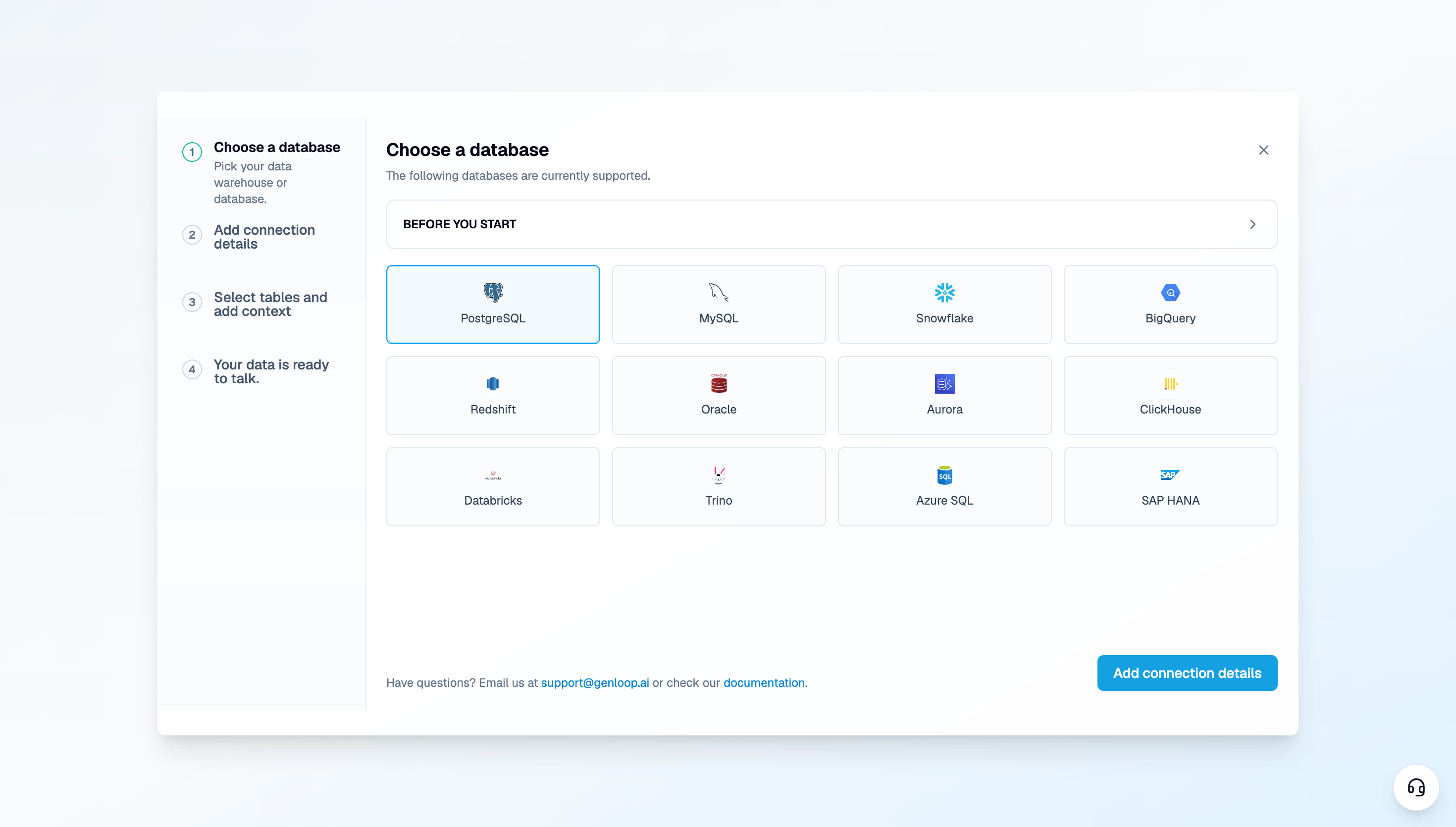 Choose Database