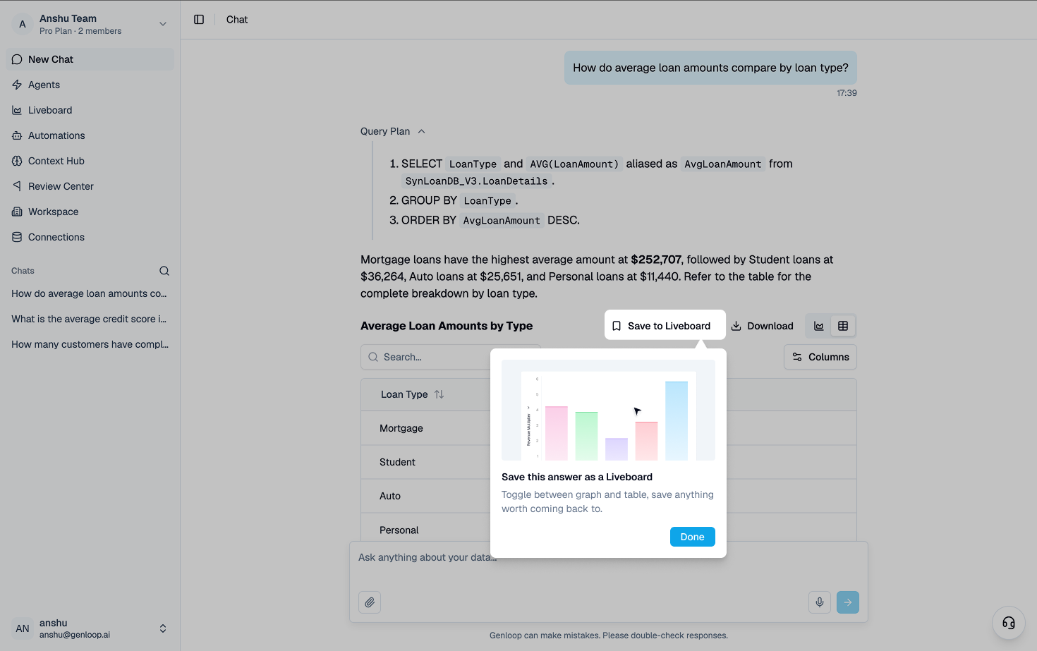 Save a Chat answer to a Liveboard
