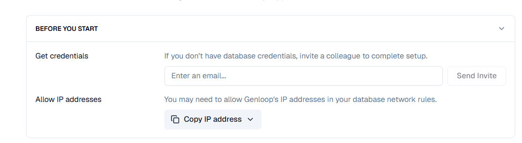 Before you start panel with invite and IP allowlist