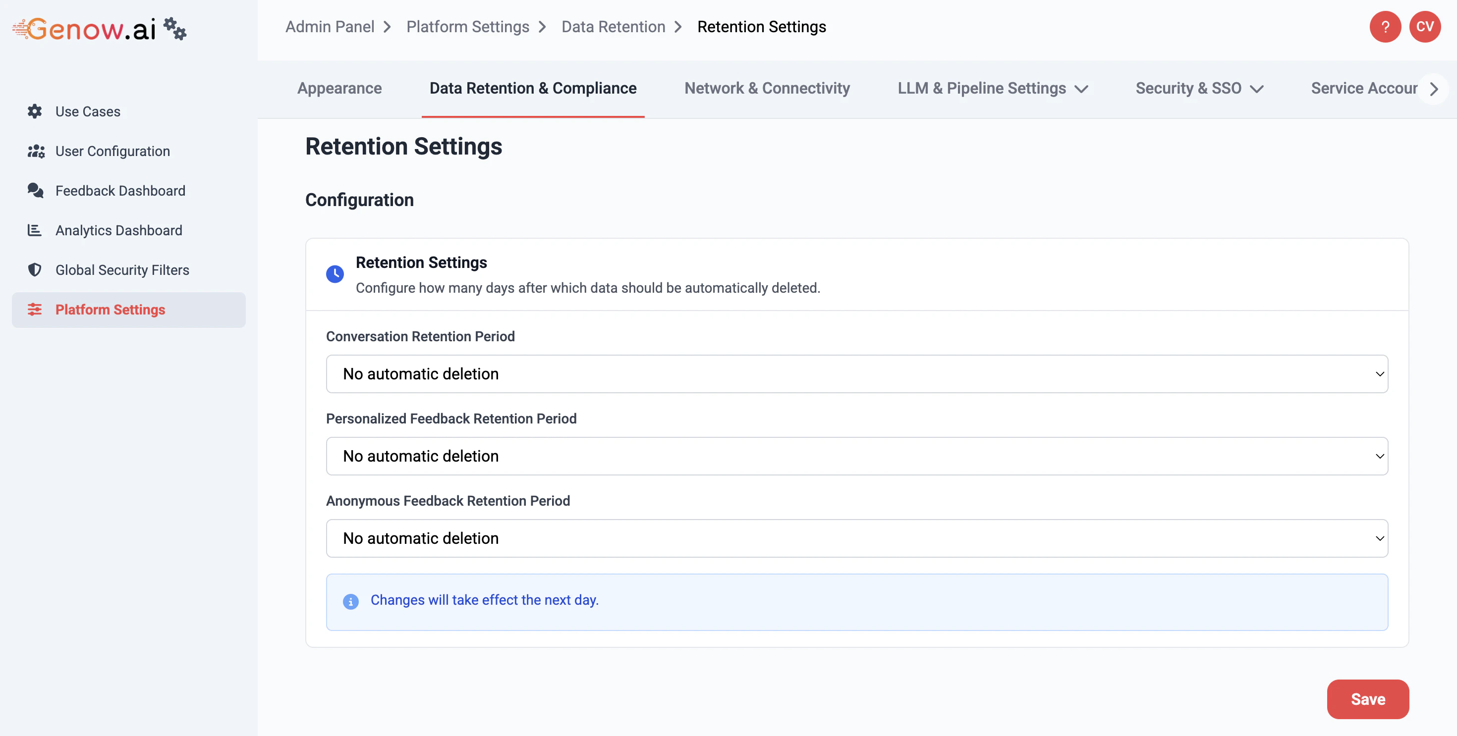 Data Retention Setting