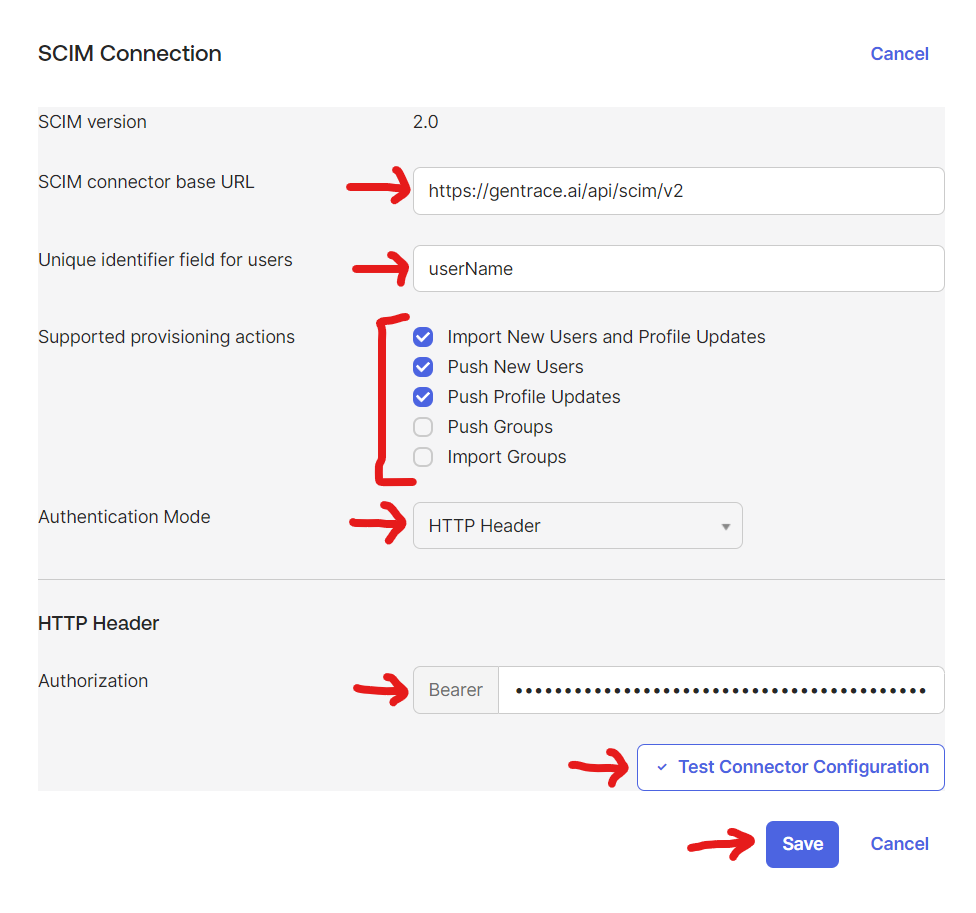 Configure Okta SCIM settings