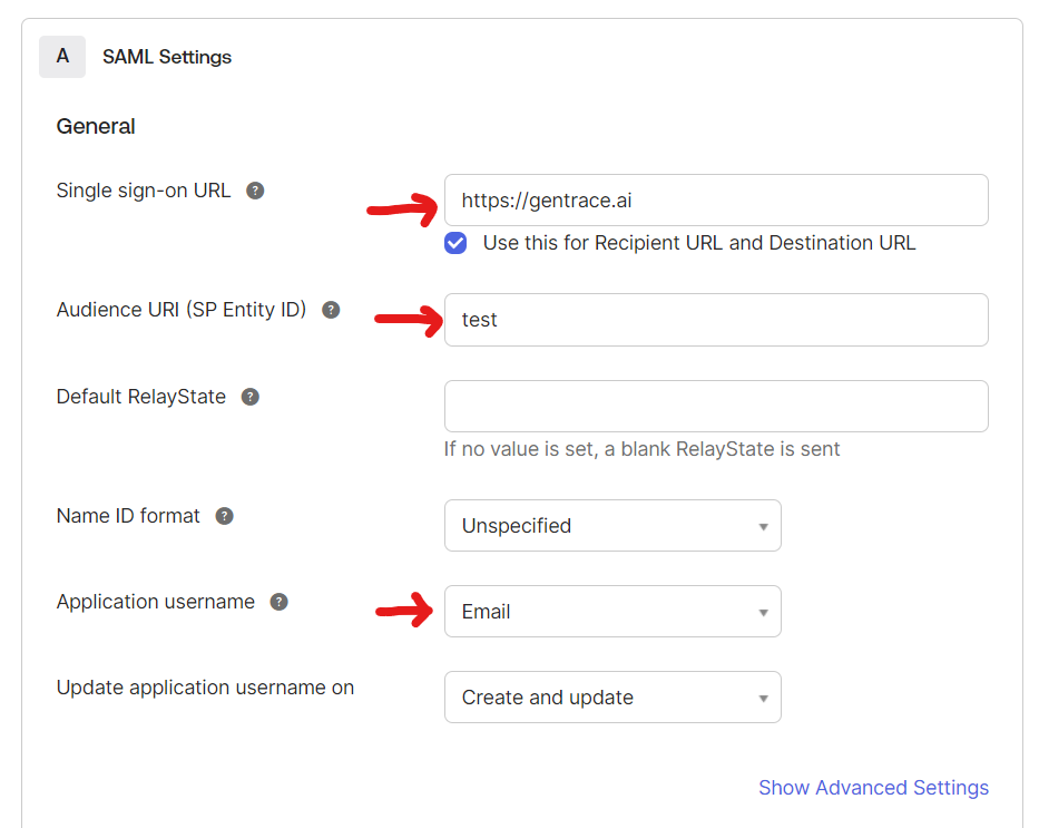 Configure Okta application