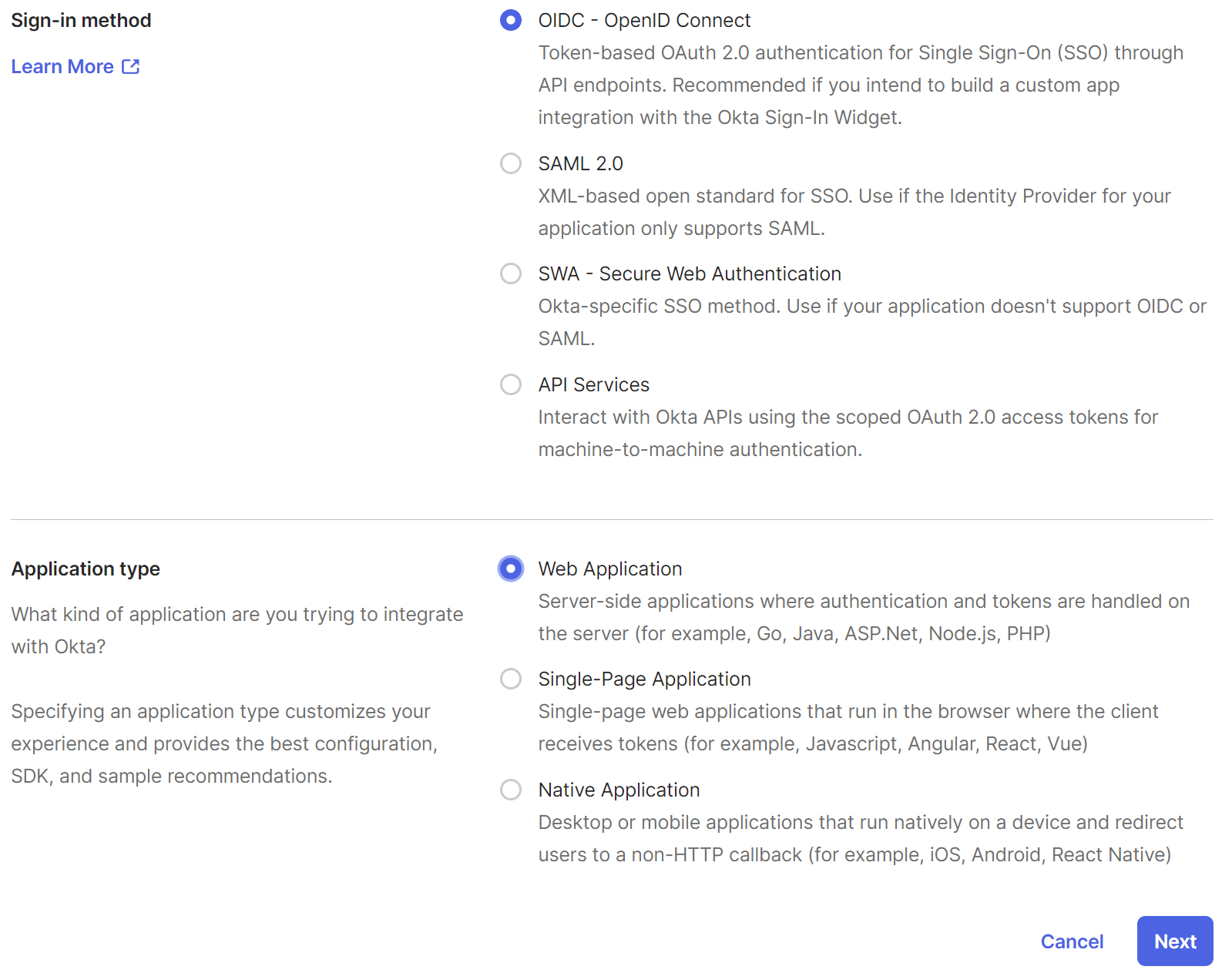 Configure Okta application