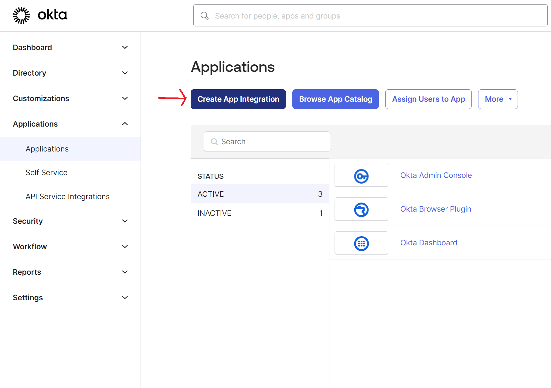 Create Okta application