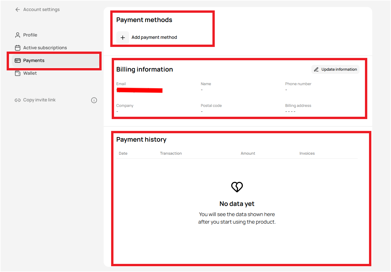 Payments Section