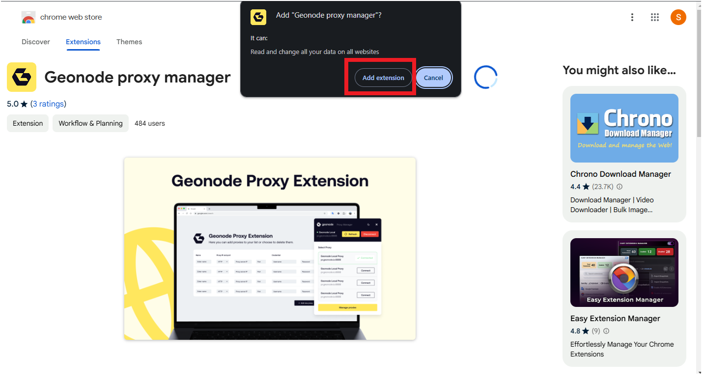 Accept and add the extension