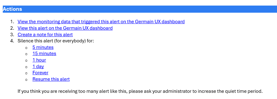 Silence an Email Alert from within the email alert