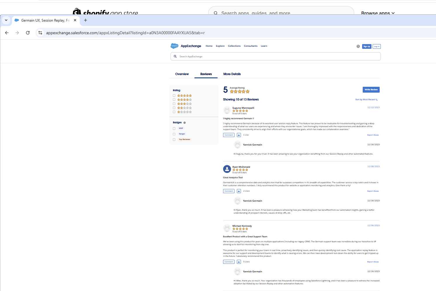 GermainUX Customer Reviews on SFDC AppExchange Marketplace